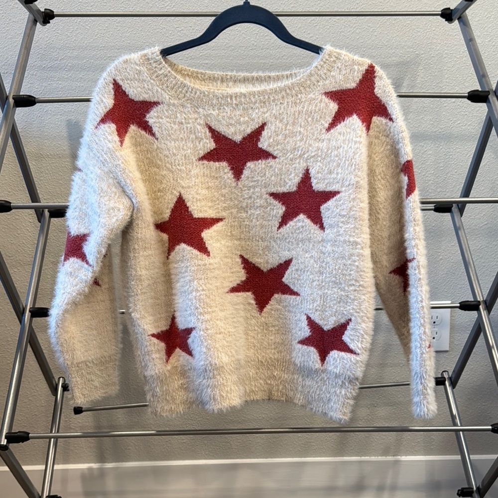 Red Star Patterned Sweater